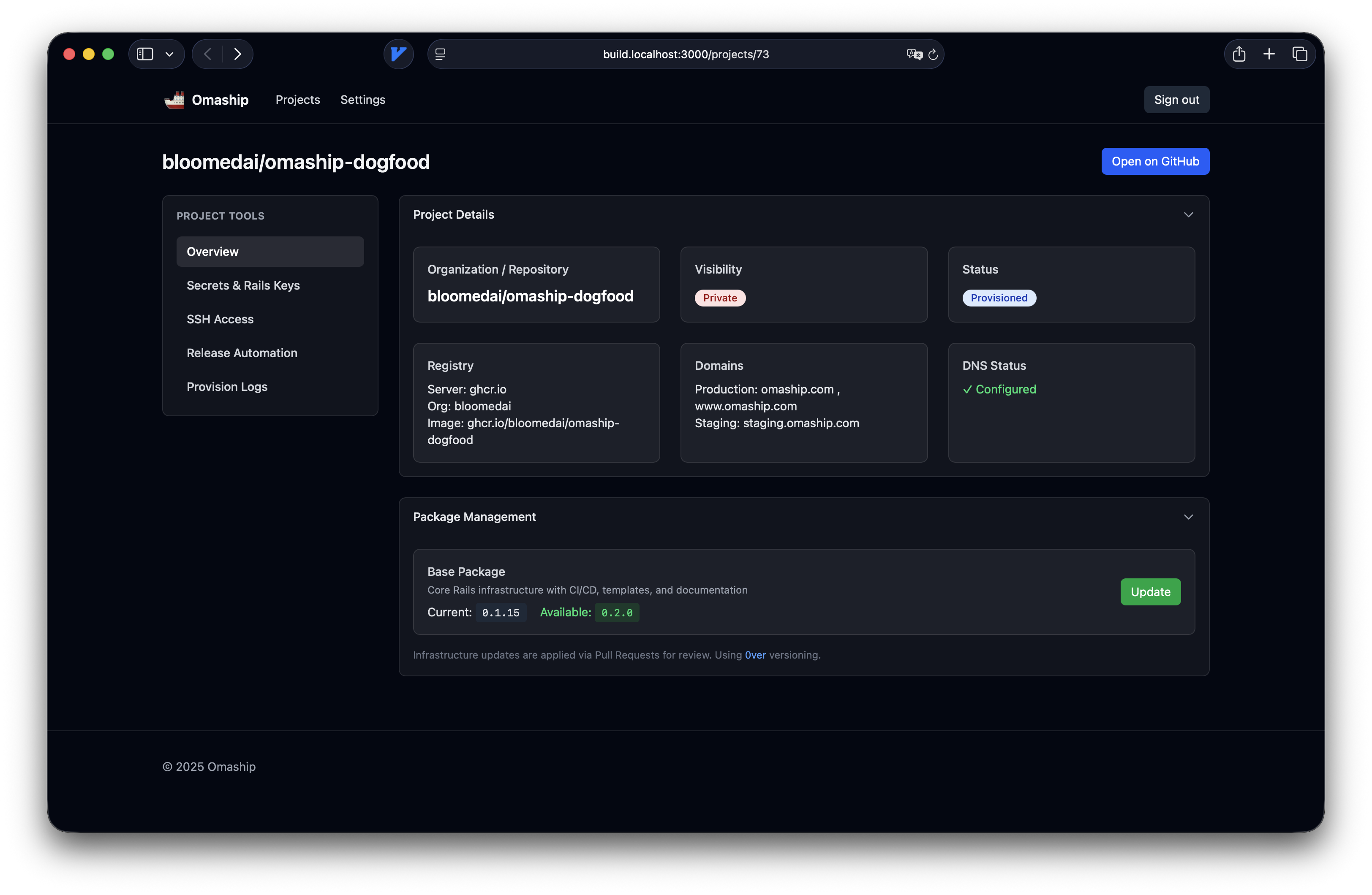 Omaship Platform Interface